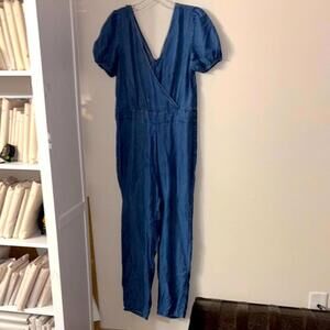 Chelsea & Violet blue denim short sleeve long pants jumpsuit romper, pant suit